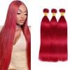Paquetes Rojos Extensiones de Cabello Humano Liso 18 20 22