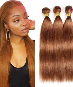 #30 Brown Bundles Cabello Humano Recto 18 20 22 Pulgadas 3