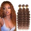 #30 Marrón Paquetes de Cabello Humano Ondas Profundas 20 22