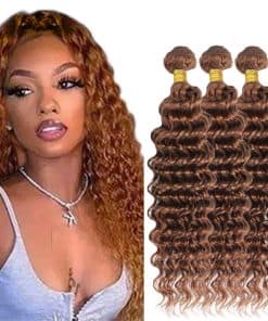 #30 Marrón Paquetes de Cabello Humano Ondas Profundas 20 22