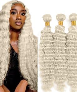 #88 Mechones Rubios Platino Cabello Humano Ondas de Agua 20