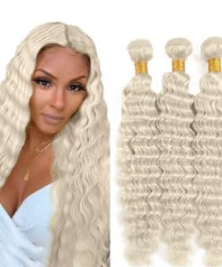 #88 Paquetes de Pelo Humano de Onda de Agua Platino Rubio