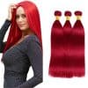 Paquetes Rojos de Cabello Humano Liso 20 22 24 Pulgadas 3