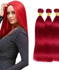 Paquetes Rojos de Cabello Humano Liso 20 22 24 Pulgadas 3