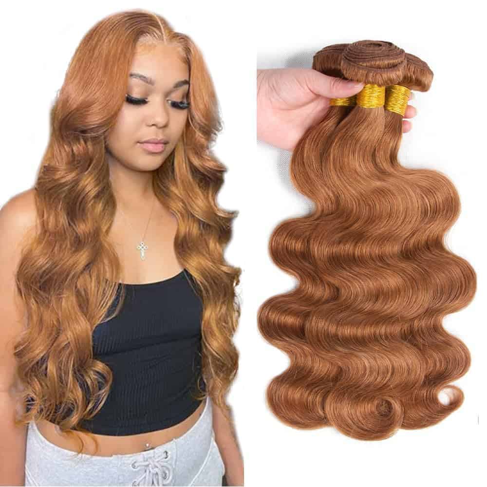 #30 Brown Bundles Cabello Humano Onda Natural Paquetes 26