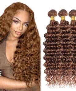 #30 Mechones de Cabello Humano Ondulado Profundo de 18 20