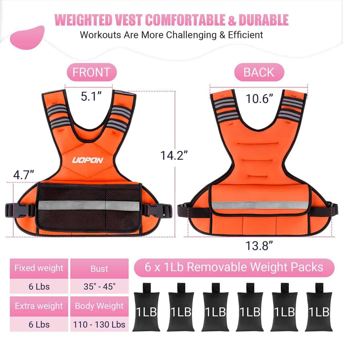 Chaleco ajustable con peso para mujeres, 6-12 libras - Imagen 4