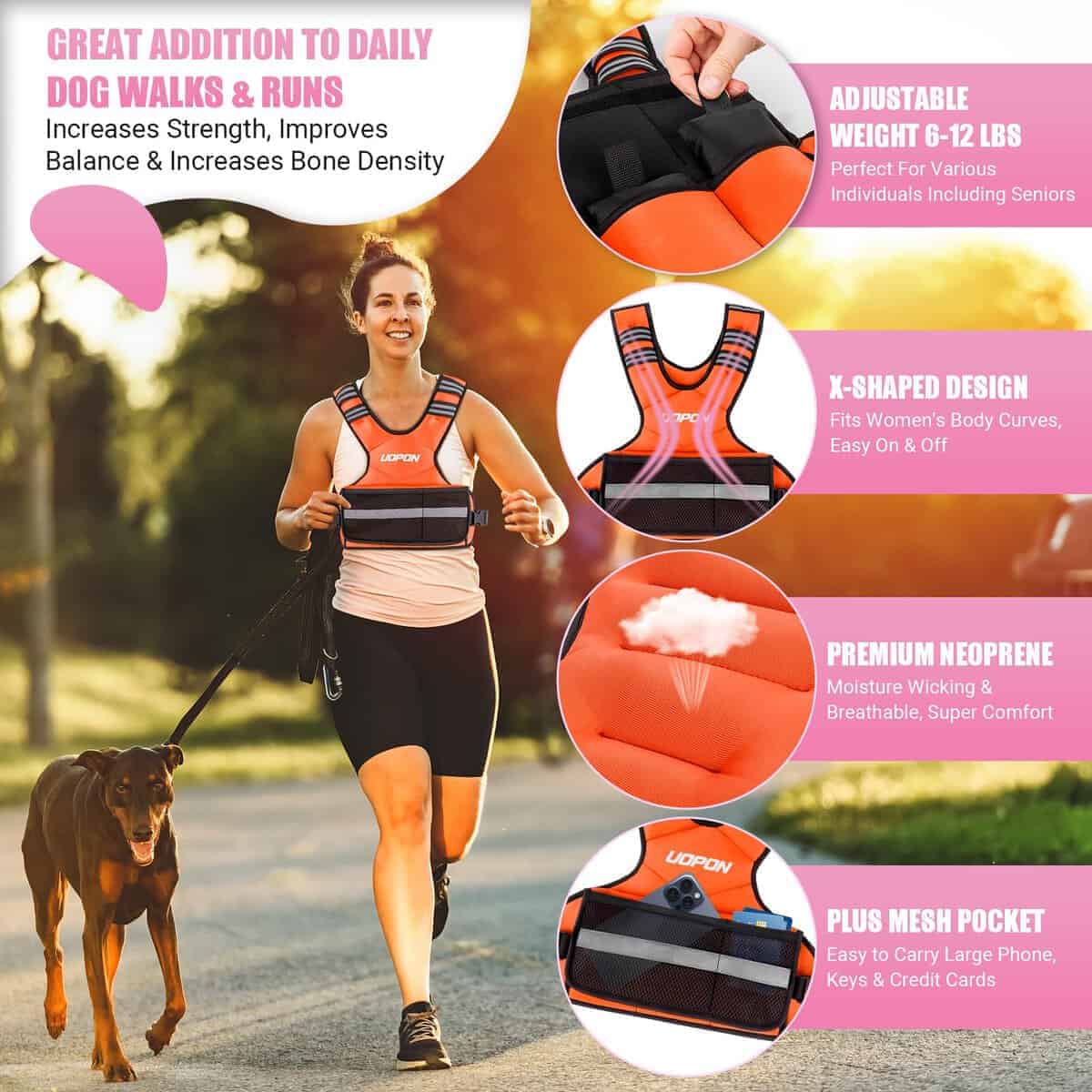 Chaleco ajustable con peso para mujeres, 6-12 libras - Imagen 3
