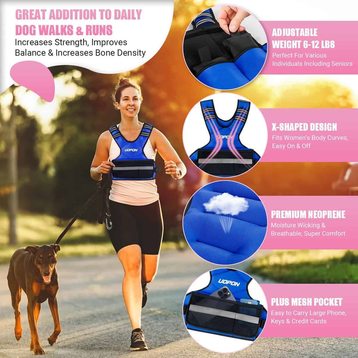 Chaleco ajustable con peso para mujeres, 6-12 libras, - Imagen 3