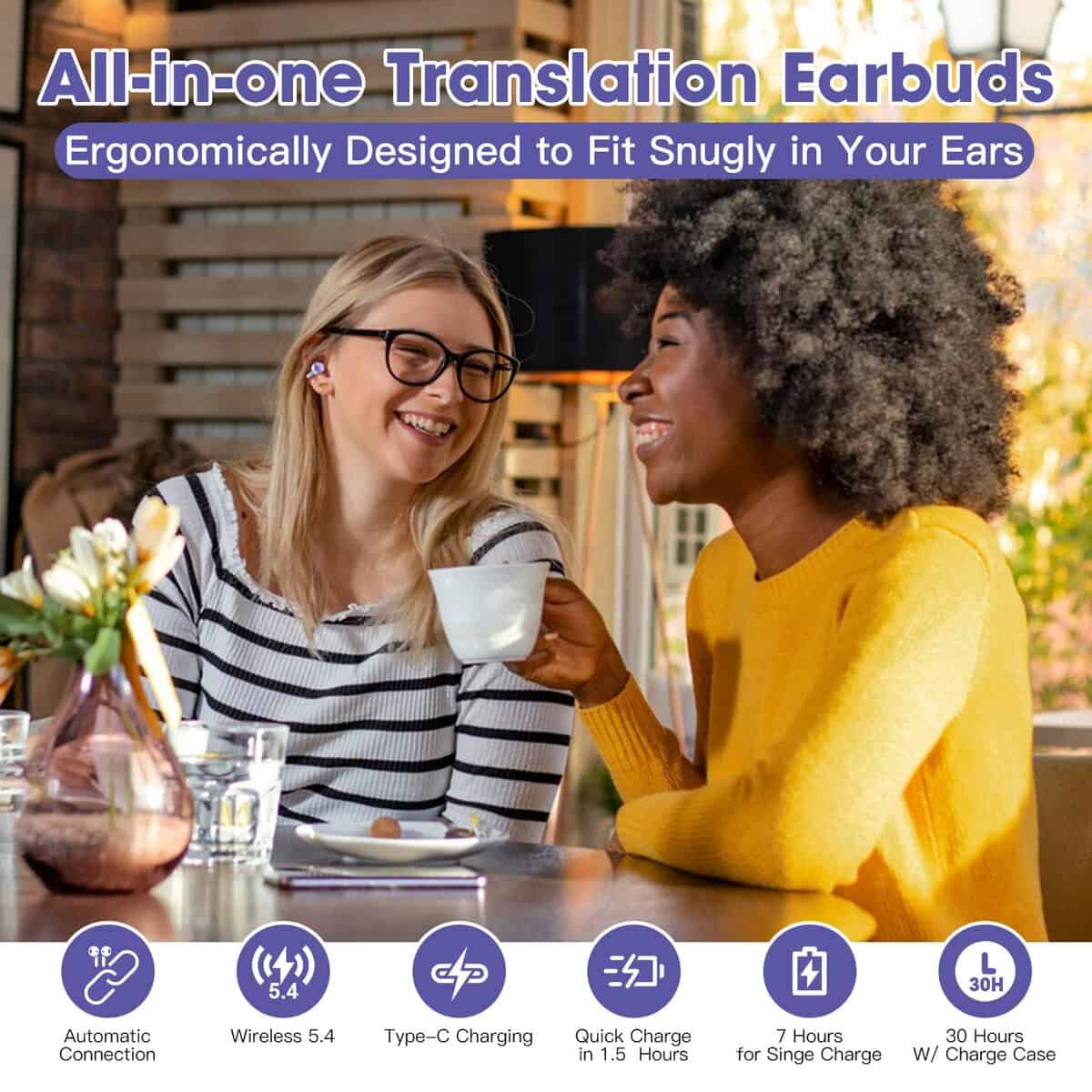 Yukee Auriculares de Traducción AI en Tiempo -Morado - Imagen 8