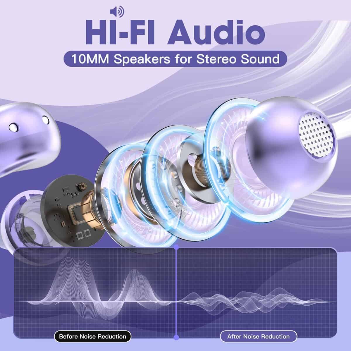 Yukee Auriculares de Traducción AI en Tiempo -Morado - Imagen 7