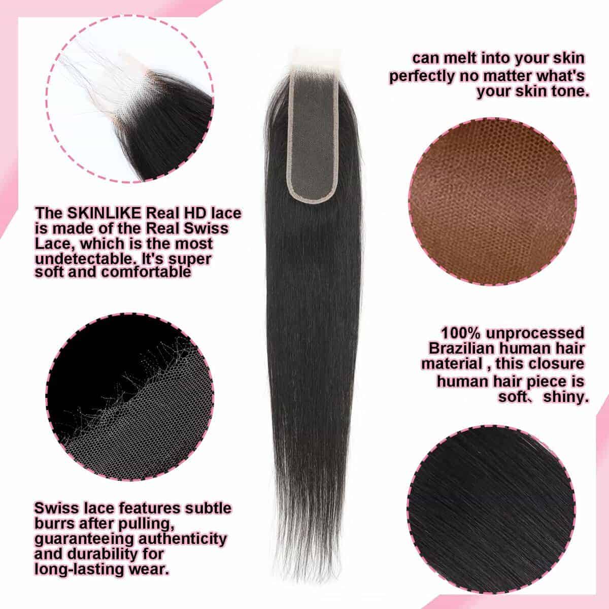 Cierre de Encaje Real HD 2x6 Skinlike Recto Cierre de - Imagen 5