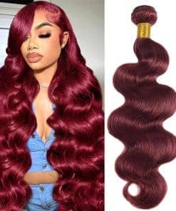 Mechones de Cabello Humano Body Wave 99J Borgoña 28