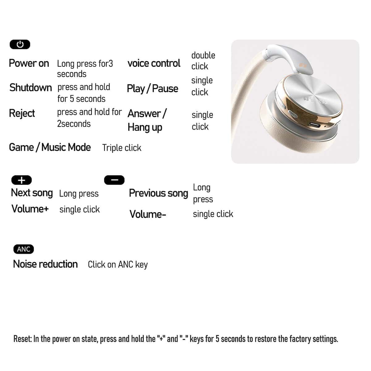 Audífonos Inalámbricos SANSUI ANC, con 50H de Duración de - Imagen 10