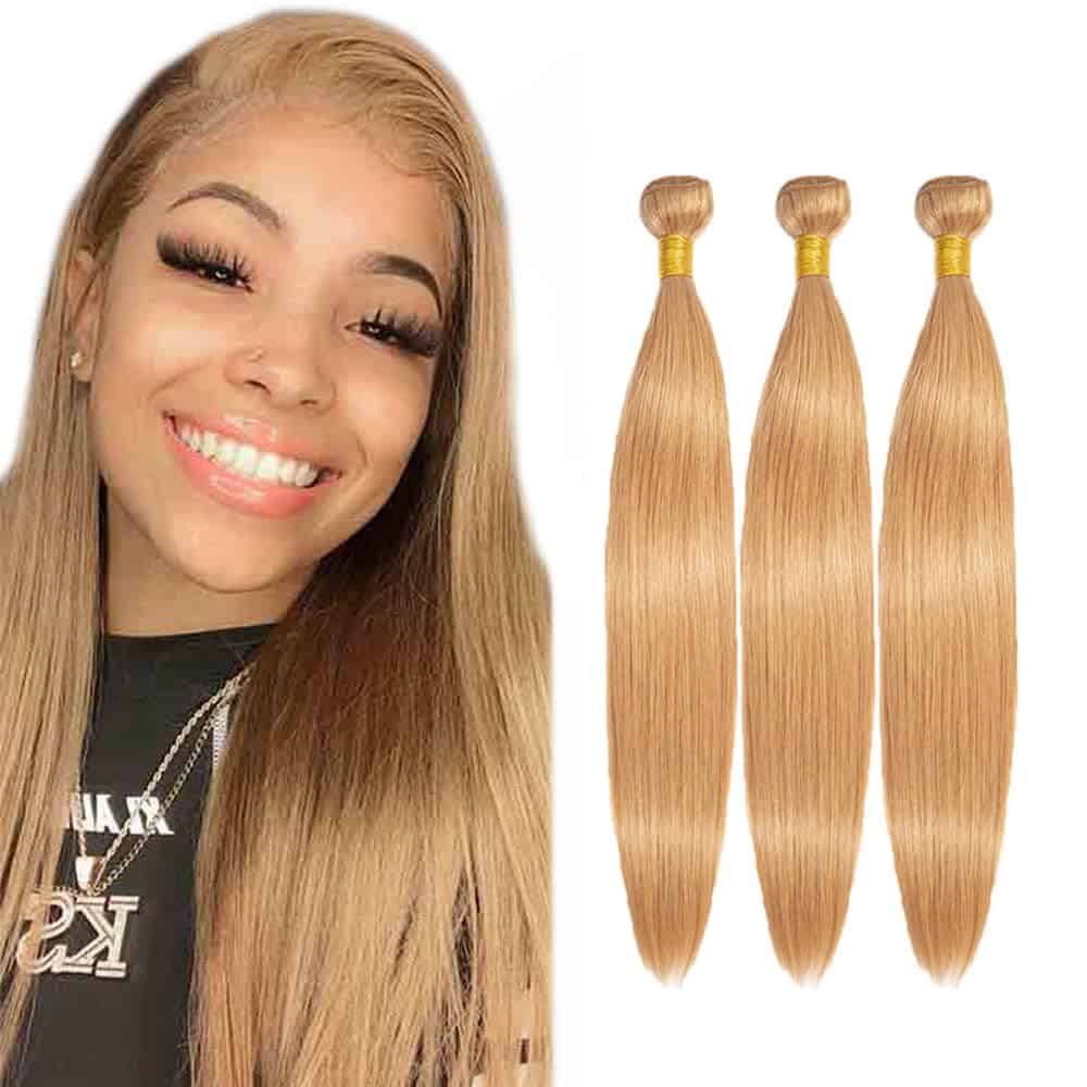 #27 Blonde Bundles Cabello Humano Paquetes Rectos 22 22 22