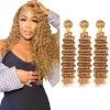Paquetes de Cabello Humano Ondulado Profundo Rubios 18 20