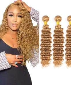 Paquetes de Cabello Humano Ondulado Profundo Rubios 18 20