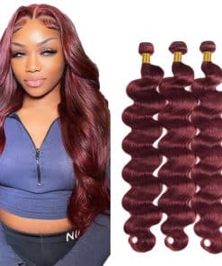 Paquetes de Cabello Humano Rizado de Cuerpo en Color Vino