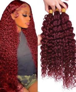 Paquetes de Cabello Humano Ondulado en Agua Color Vino