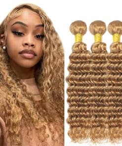 #27 Mechones Rubios Cabello Humano Ondas Profundas 26 26 26