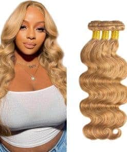 #27 Rubio Mechones Cabello Humano Ondas de Cuerpo 22 22 22