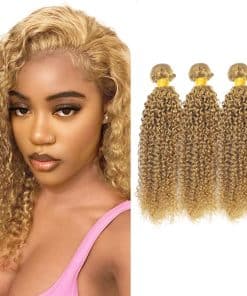 #27 Mechones Rubios de Cabello Humano Ondas de Agua 22 22