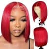 Pelucas Frontales de Encaje Rojo Pelo Humano Pelucas Bob