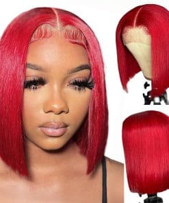 Pelucas Frontales de Encaje Rojo Pelo Humano Pelucas Bob