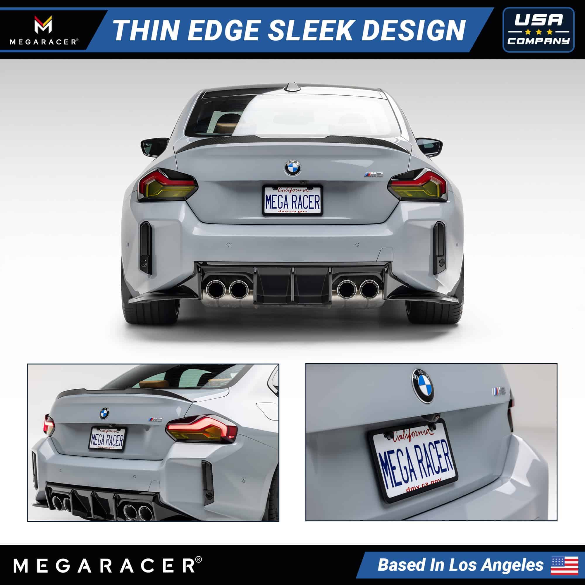 Porta Placas para Auto Negro Mate Metal | 2 Pack | - Imagen 4