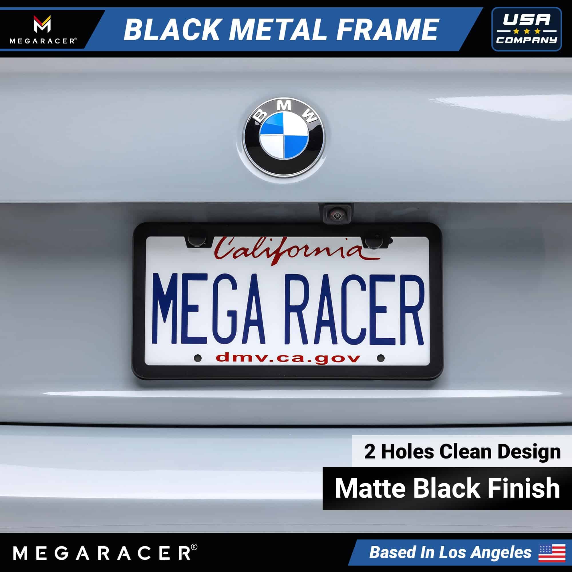 Porta Placas para Auto Negro Mate Metal | 2 Pack | - Imagen 3