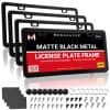 Porta Placas para Auto Negro Mate de Metal | Paquete de