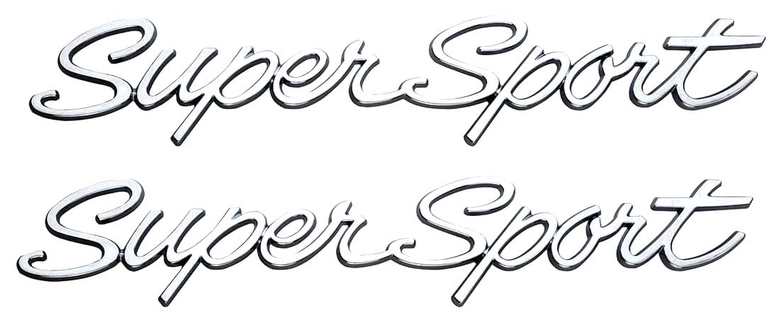 2 Emblemas Script Super Sport 3D Placa Frontal Lateral - Imagen 3