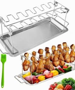 Rack para Piernas de Pollo para Parrilla con Bandeja de