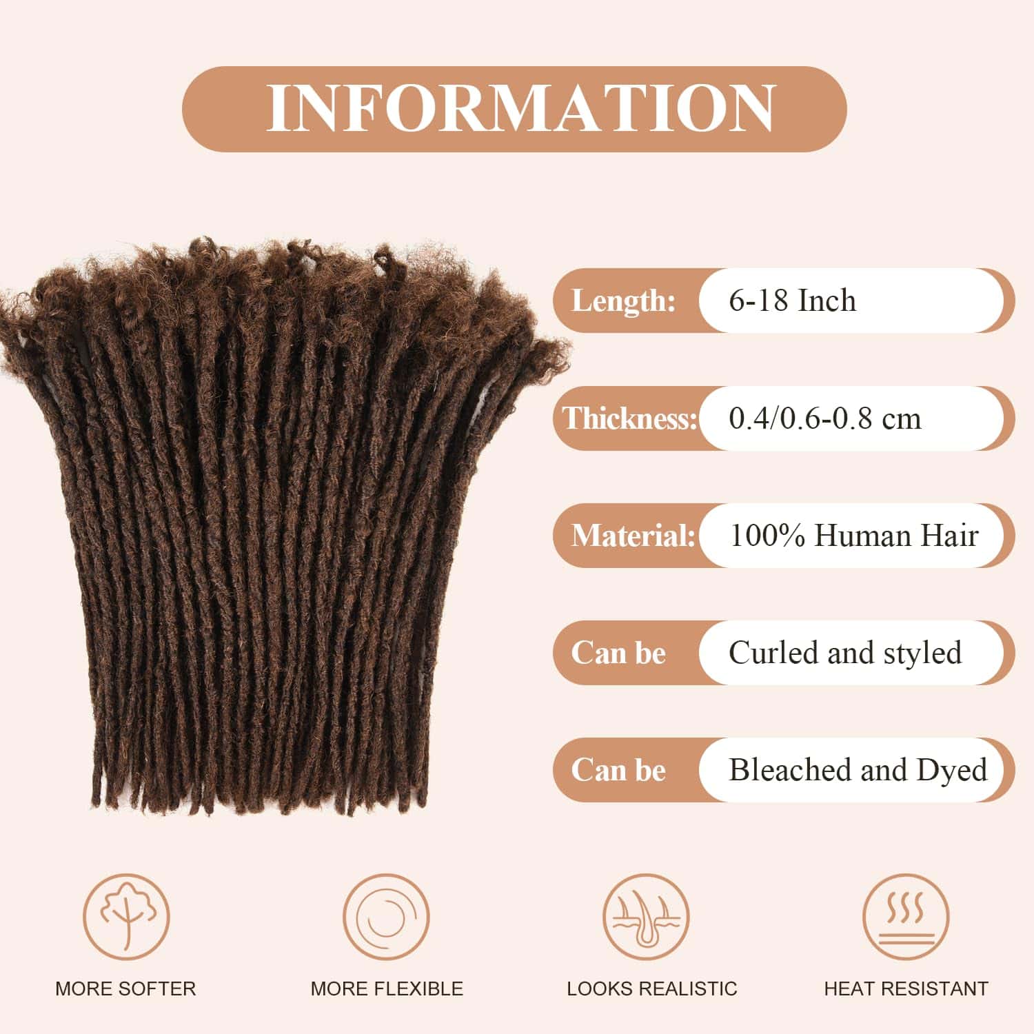 Extensiones de Locs Permanentes de Pelo Humano Real 100% - Imagen 3
