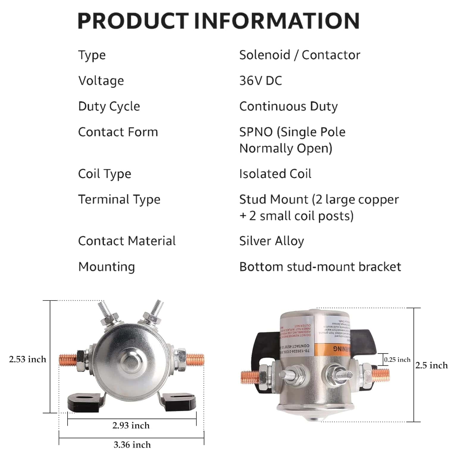 Solenoid 36V de Repuesto OEM Genuino - Se Adapta a Carros - Imagen 8