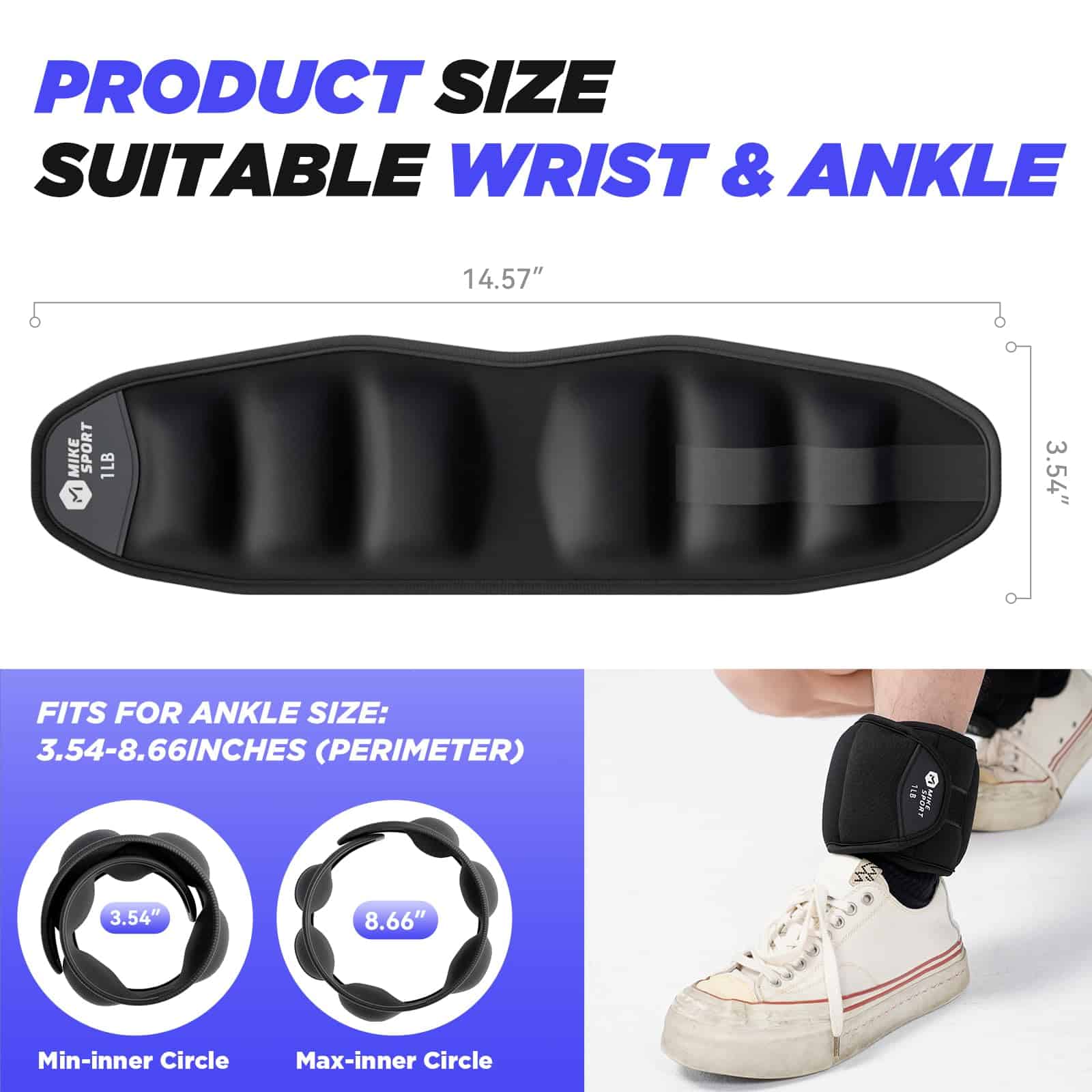 M Mike Sport Pesas para Tobillo 1 Par 2 4 6 8 10 Lbs Pesas - Imagen 5