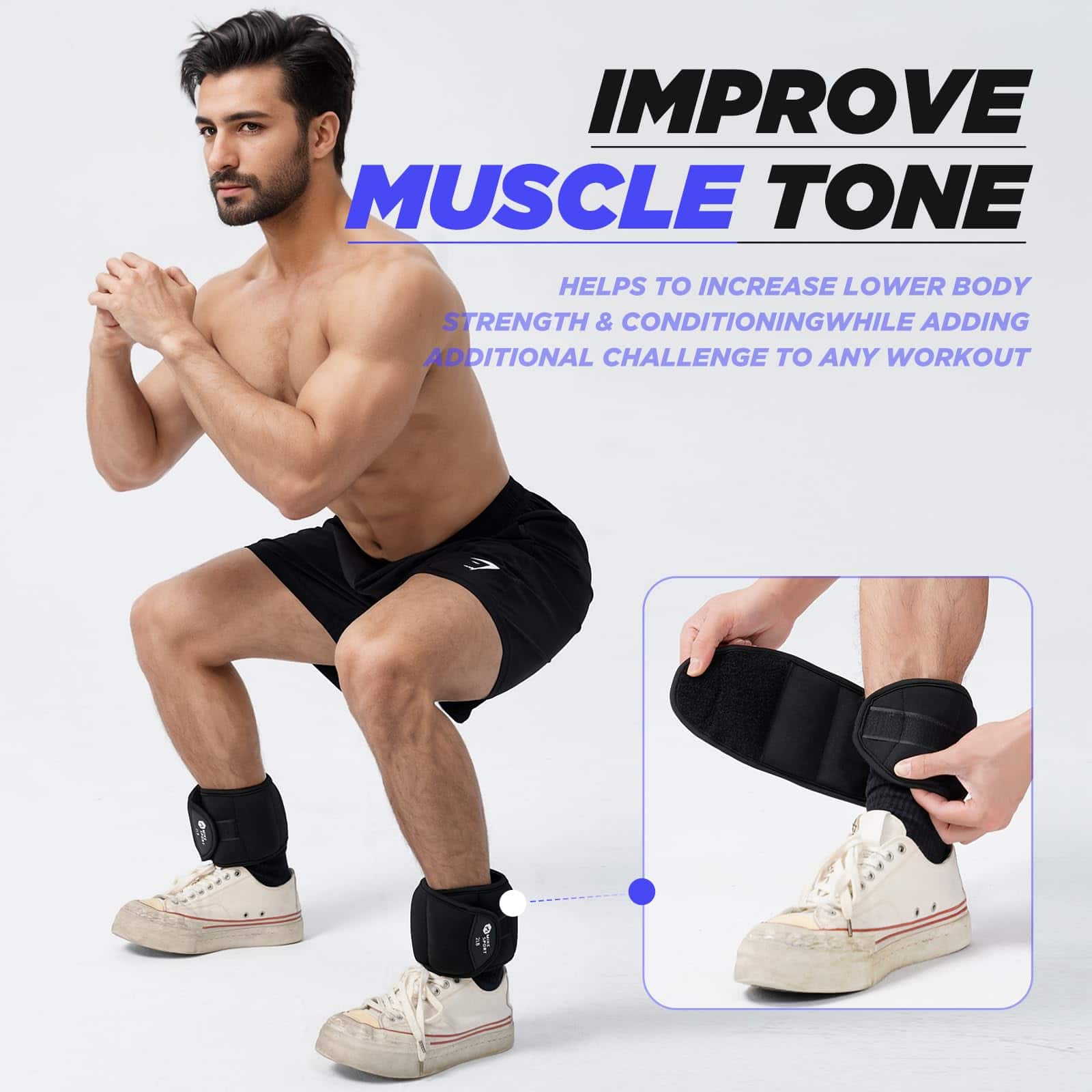 M Mike Sport Pesas para Tobillo 1 Par 2 4 6 8 10 Lbs Pesas - Imagen 4