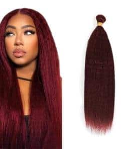 Cabello humano Yaki Straight en 99J Borgoña, 30 pulgadas, 1