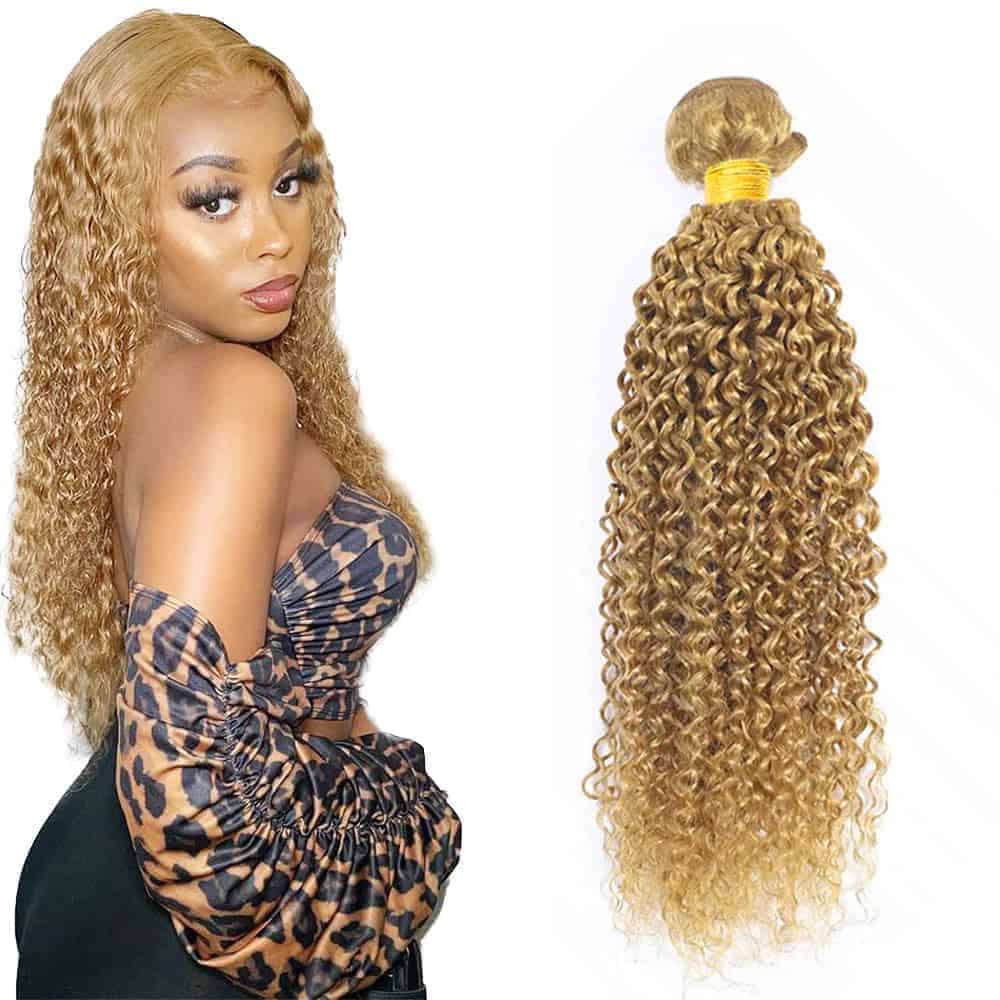 #27 Mechones de Cabello Humano Ondas de Agua Rubia Miel 30