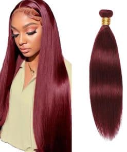 #99J Burgundy Bundles Cabello Humano Recto 34 Pulgadas 1