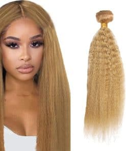 #27 Mechones de Pelo Humano Yaki Straight Rubios Miel 32