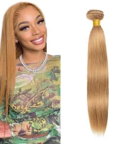 #27 Mechones Rubios Miel Pelo Humano Recto 30 Pulgadas 1