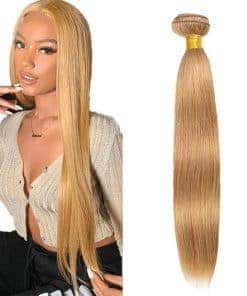 #27 Mechones Rubios Miel Cabello Humano Recto de 34