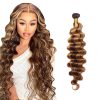 Mechones de Onda Profunda de Cabello Humano Rubio con