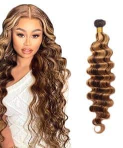 Mechones de Onda Profunda de Cabello Humano Rubio con