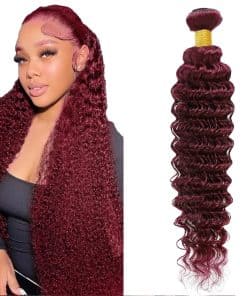 #99J Burgundy Bundles Pelo Humano Onda Profunda 28 Pulgadas
