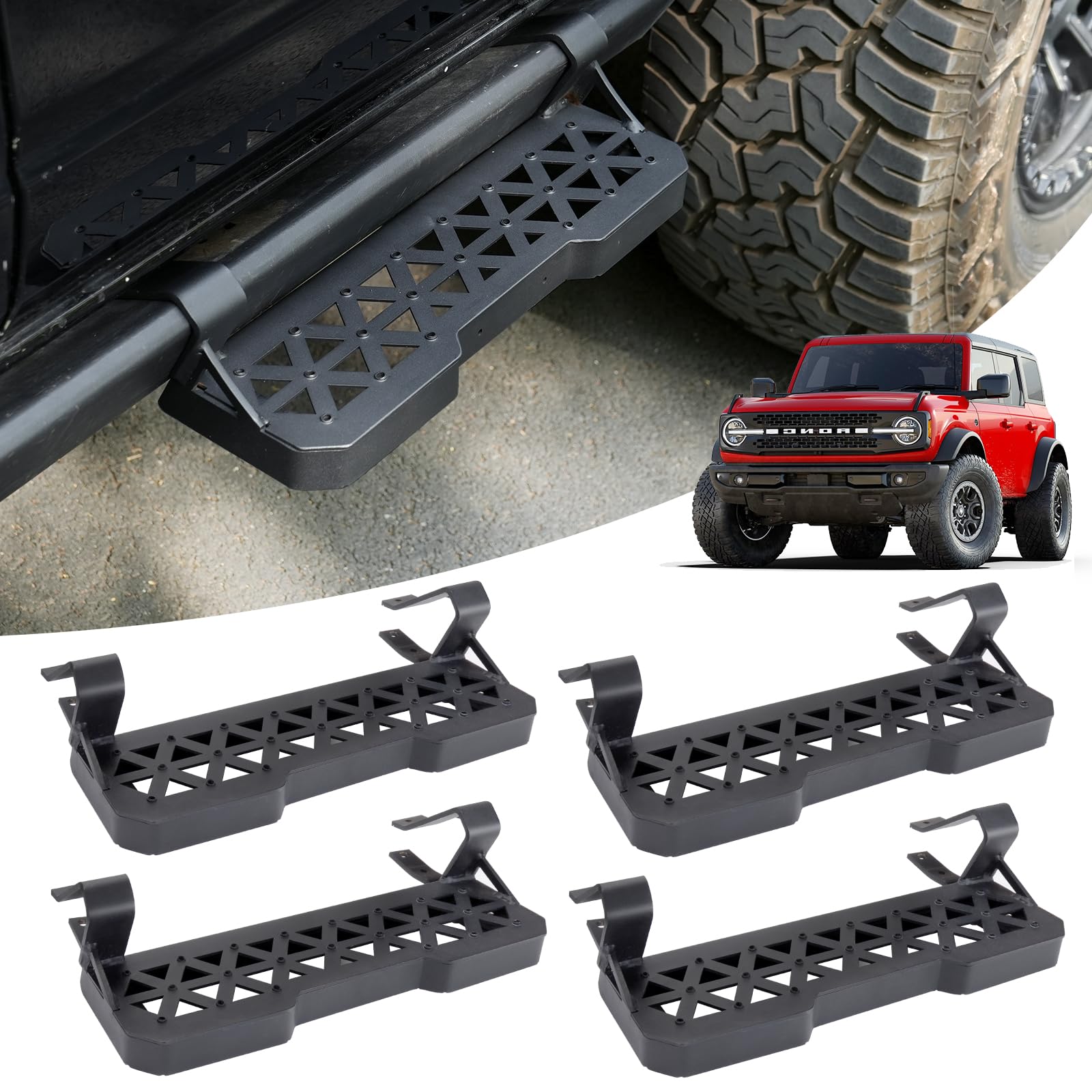 4PCS EZ-Steps Peldaños Auxiliares para Ford Bronco