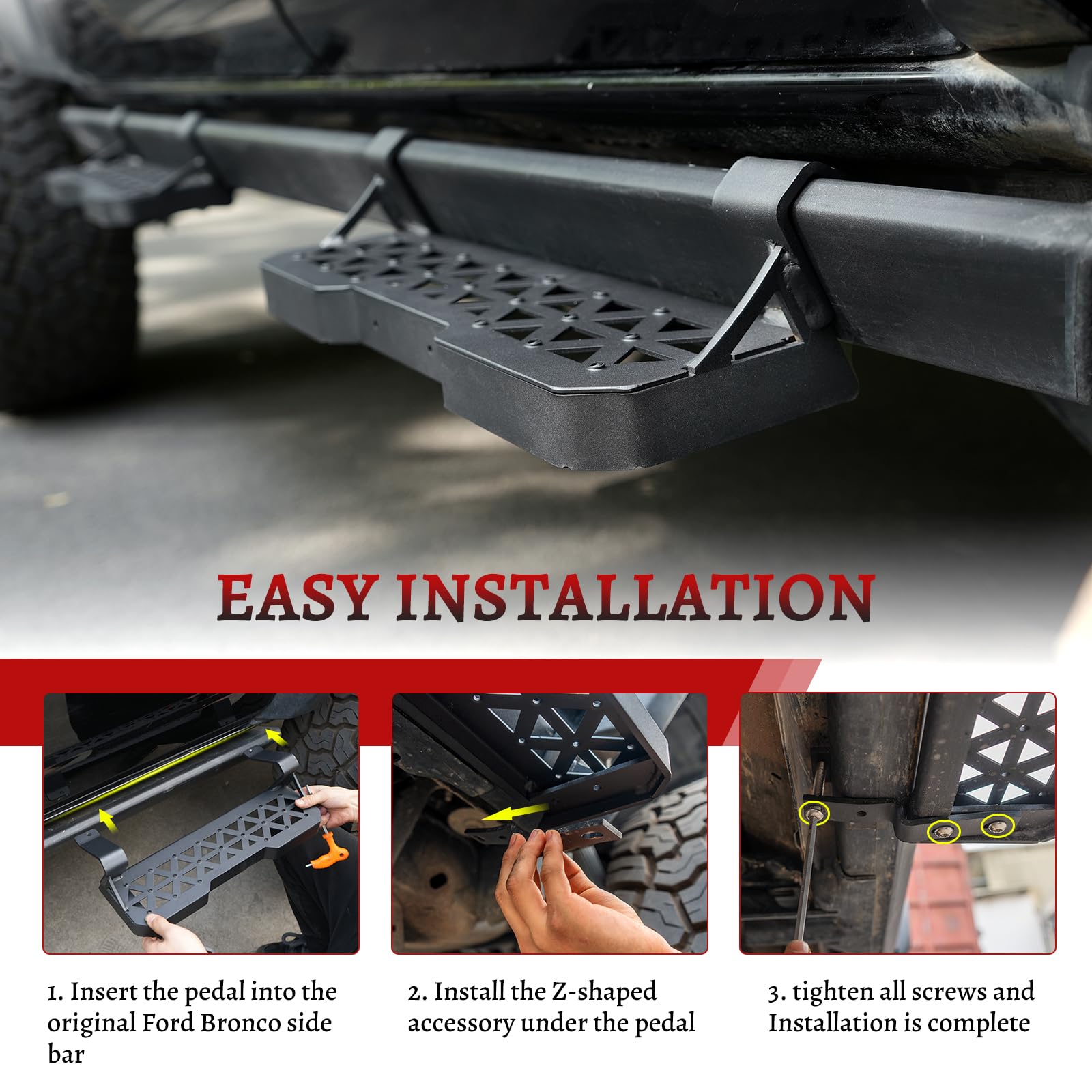 4PCS EZ-Steps Peldaños Auxiliares para Ford Bronco - Imagen 4