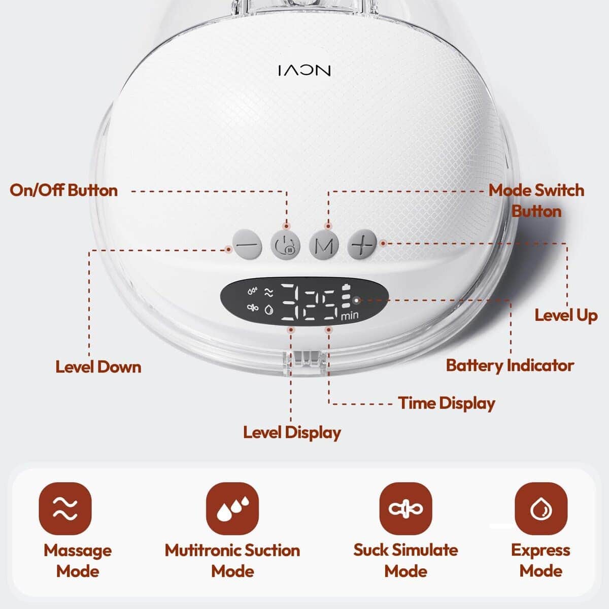 NCVI Extractor de Leche Manos Libres 8131, Extractor de - Imagen 3