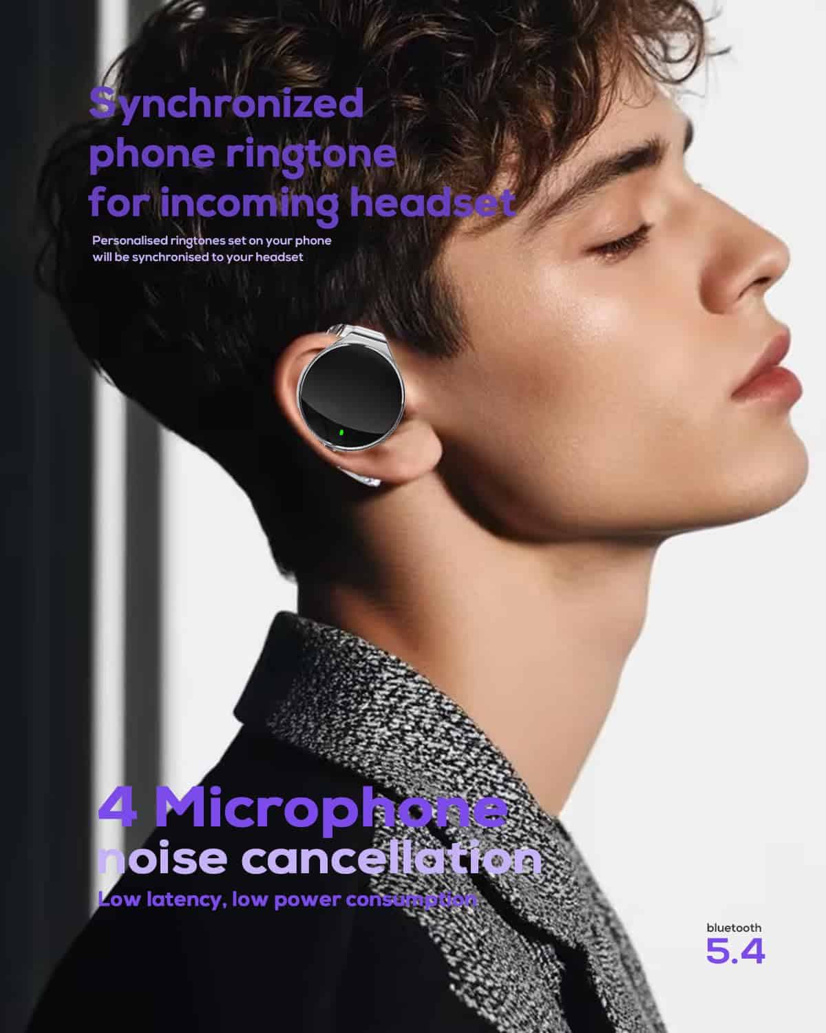 Audífonos Bluetooth 5.4 On Ear, -Negro y Plateado - Imagen 5